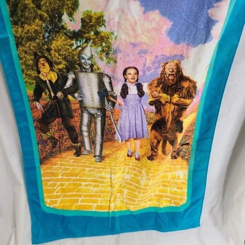 Vintage 90s Wizard of Oz Yellow Brick Road Beach Towel Dorothy Toto New